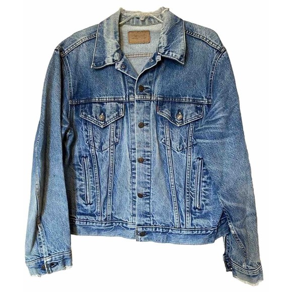 VTG Levis Jacket Mens 46 Rare Distressed Denim Trucker Western 70506-0216 USA
